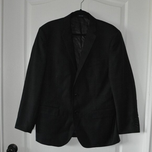 Egara Black Two Button Blazer Suit Jacket Coat Men's sz 44 Short Slim Fit - Picture 1 of 8